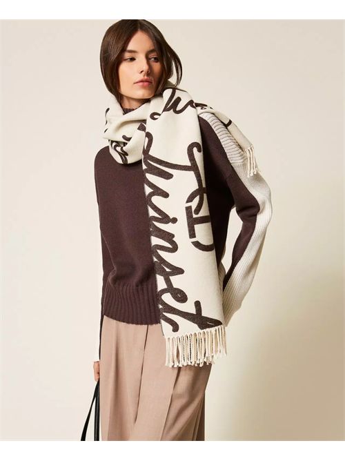 Stola jacquard con logo lettering TWINSET | TO5061/12913